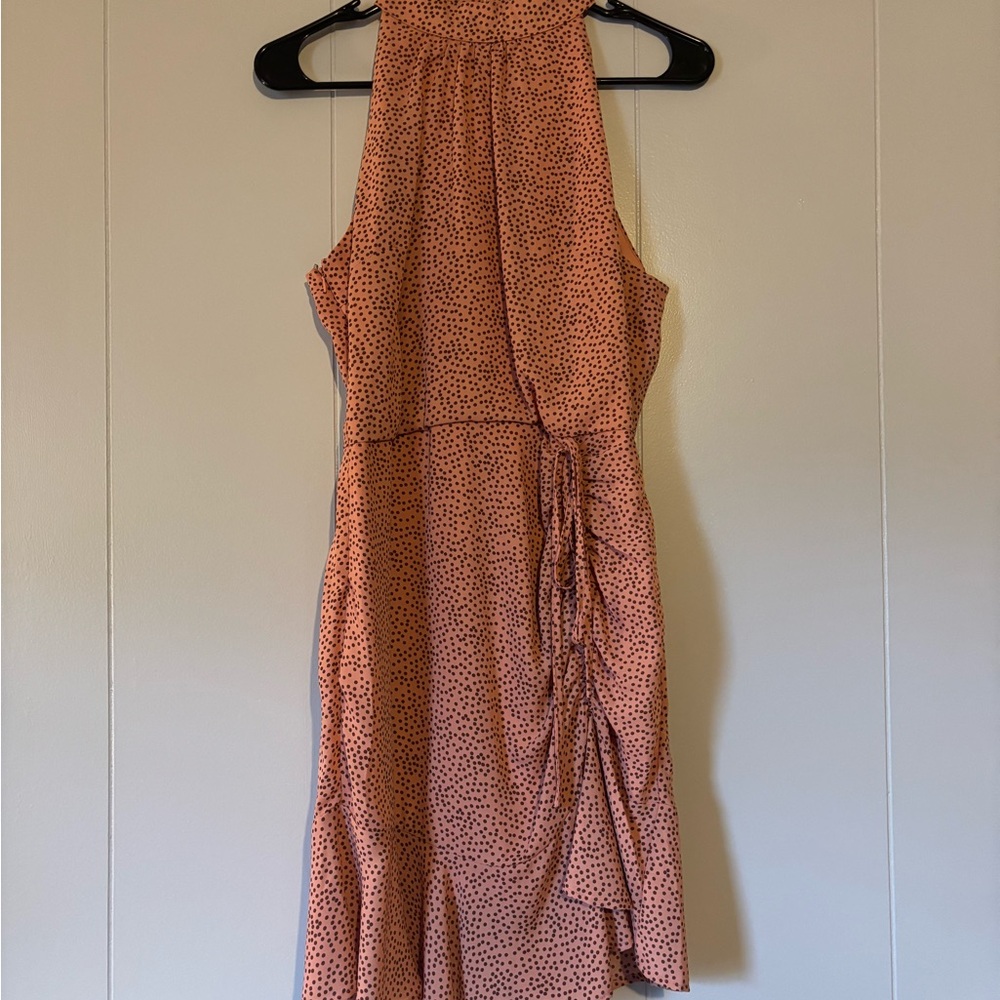 Elegant Peach Polka Dot Dress